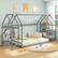 Back. Costway - Twin Size House Bed Montessori Floor Bed with Detachable Storage Shelves - Gray.