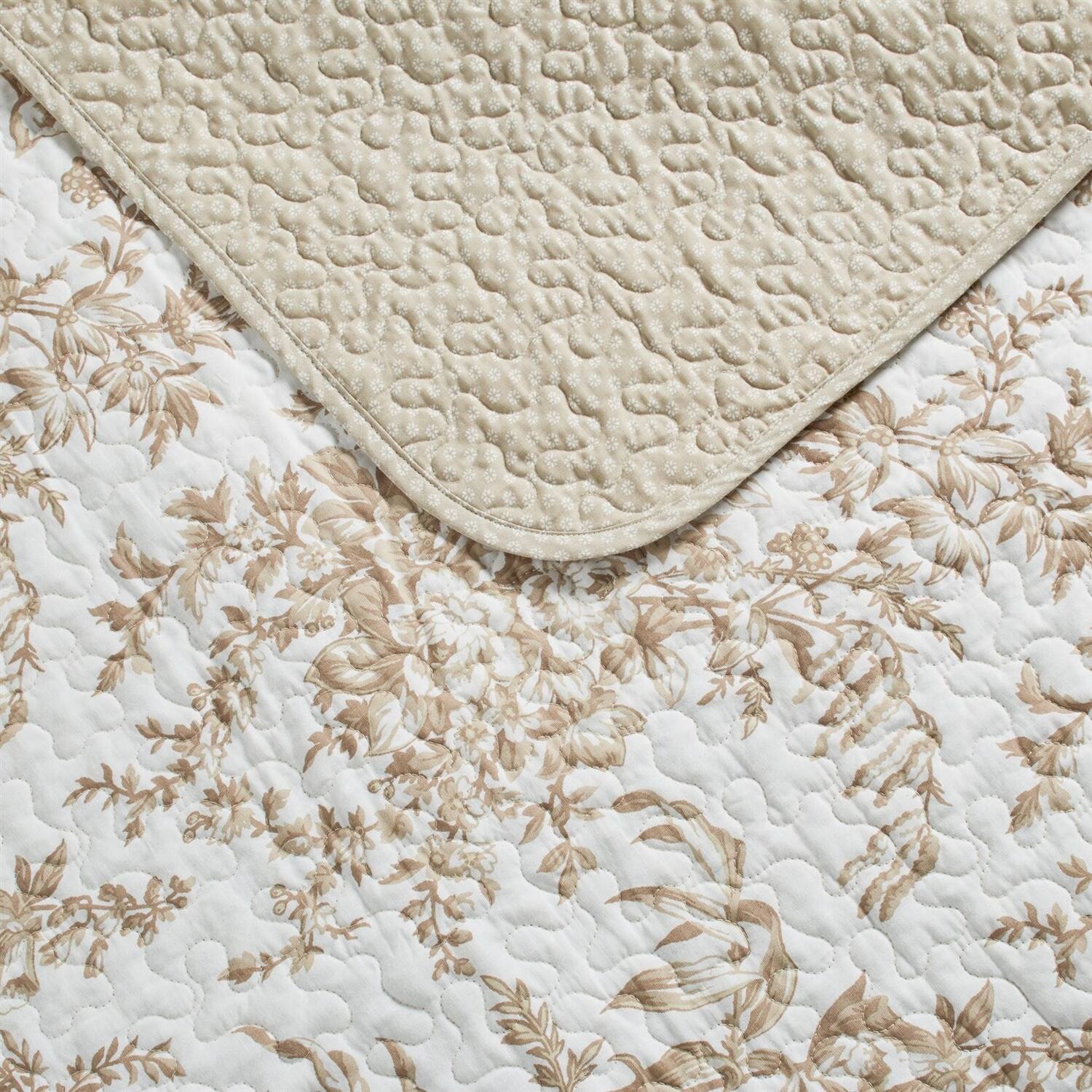 Alt View 1. Hivvago - Full/Queen 3 Piece Bed-in-a-Bag Bohemian Tan Beige Floral Cotton Quilt Set - White, Beige, Tan, Brown.