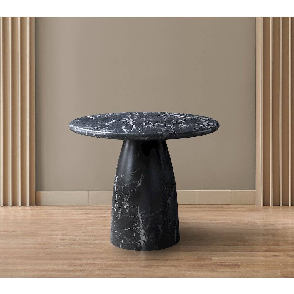 Alt View 1. Meridian Furniture - Cosenza Black 36" Marble Finish Concrete Dining Table - Black.