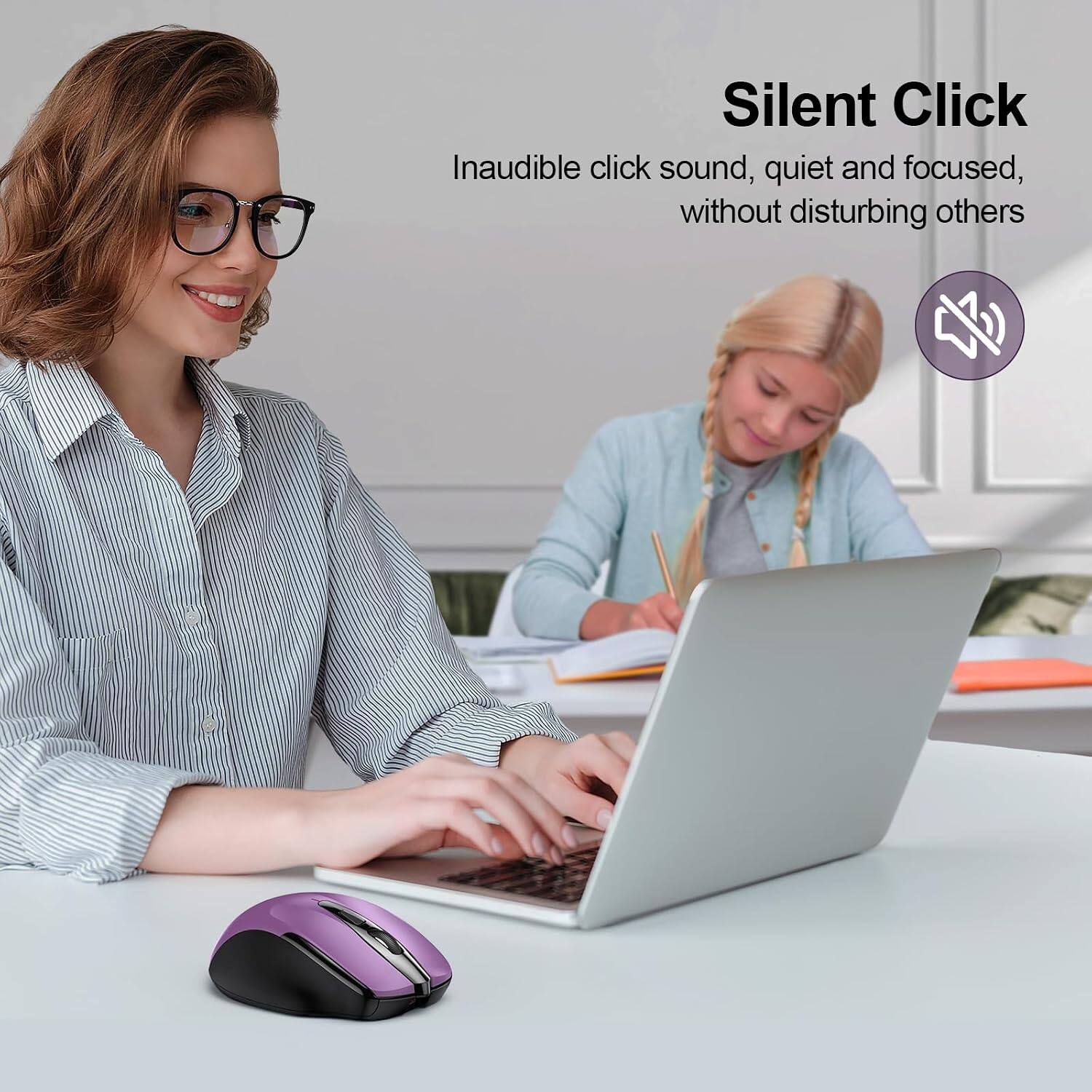 Silent Click  
Inaudible click sound, quiet and focused, without disturbing others