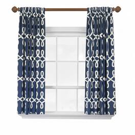 RLF Home - Oblique 100% Cotton Rod Pocket Window Curtain set of 2 Panels 100" x 63" - Navy