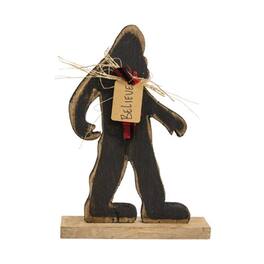 BreeBe - Rustic Wood Believe Bigfoot w/Scarf On Base - 12.75"H - Black