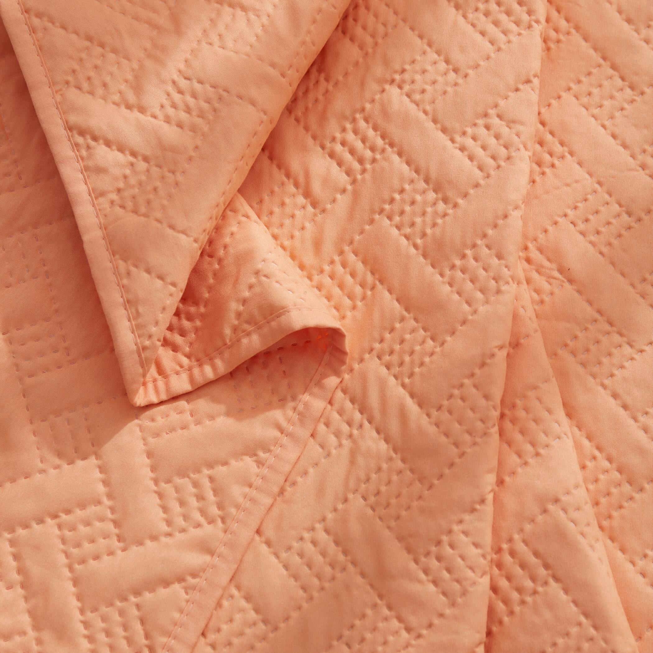 Alt View 1. Dan River - Dan River 3 Piece Basket Pinsonic 1 quilt 2 shams - Peach Fuzz.