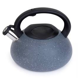 Elle Decor - 3 Quart Stovetop Whistling Tea Kettle, Finish, Fast Boil for Gas & Electric Stovetops - Granite
