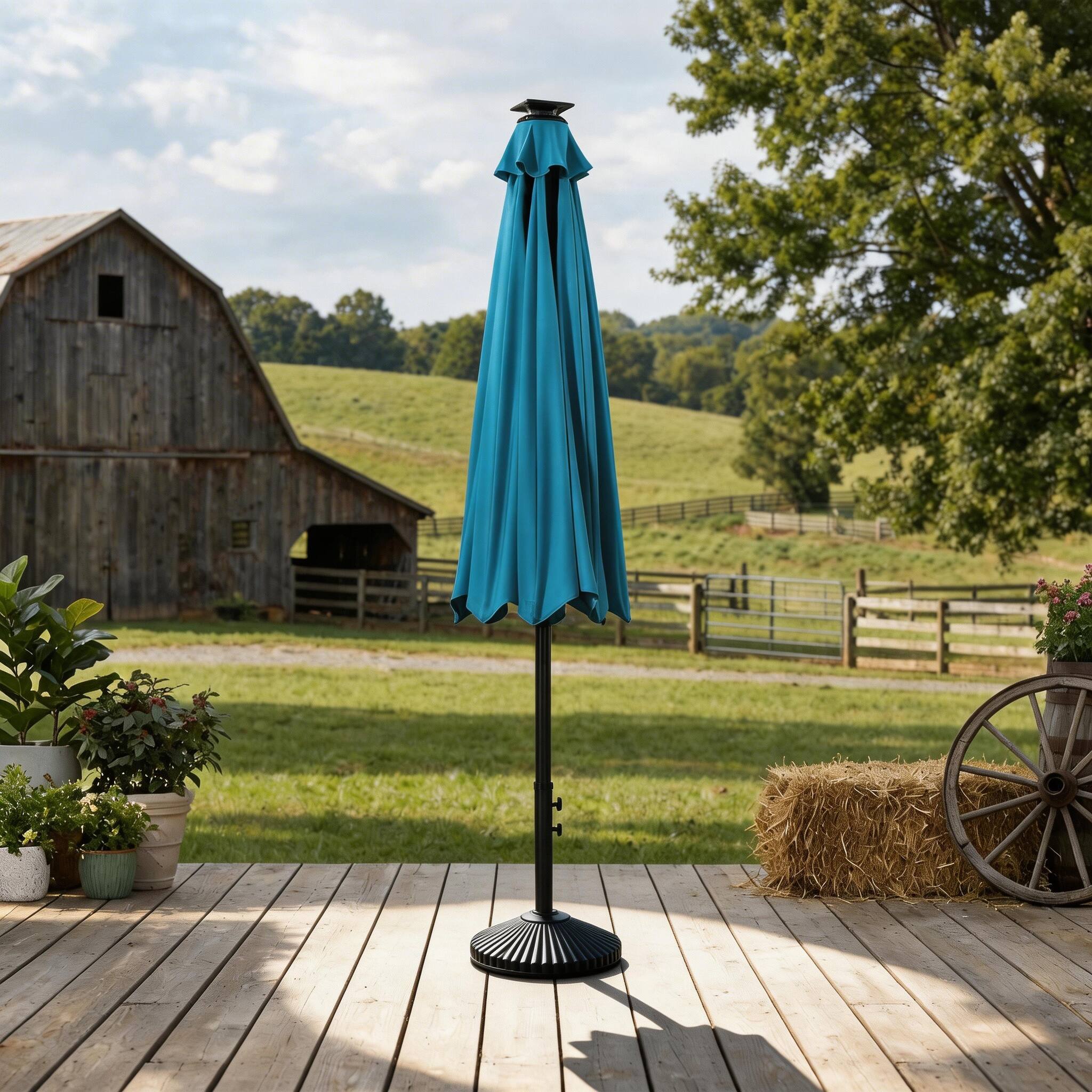 Alt View 1. Mondawe - 10ft Electric Patio Umbrella with Remote and LED Light - Blue.