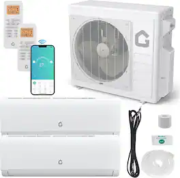 Babevy - 20000 BTU Two-Zone Mini Split AC/Heater, 20 SEER2 208/230V WiFi R454B (12K+9K BTU),