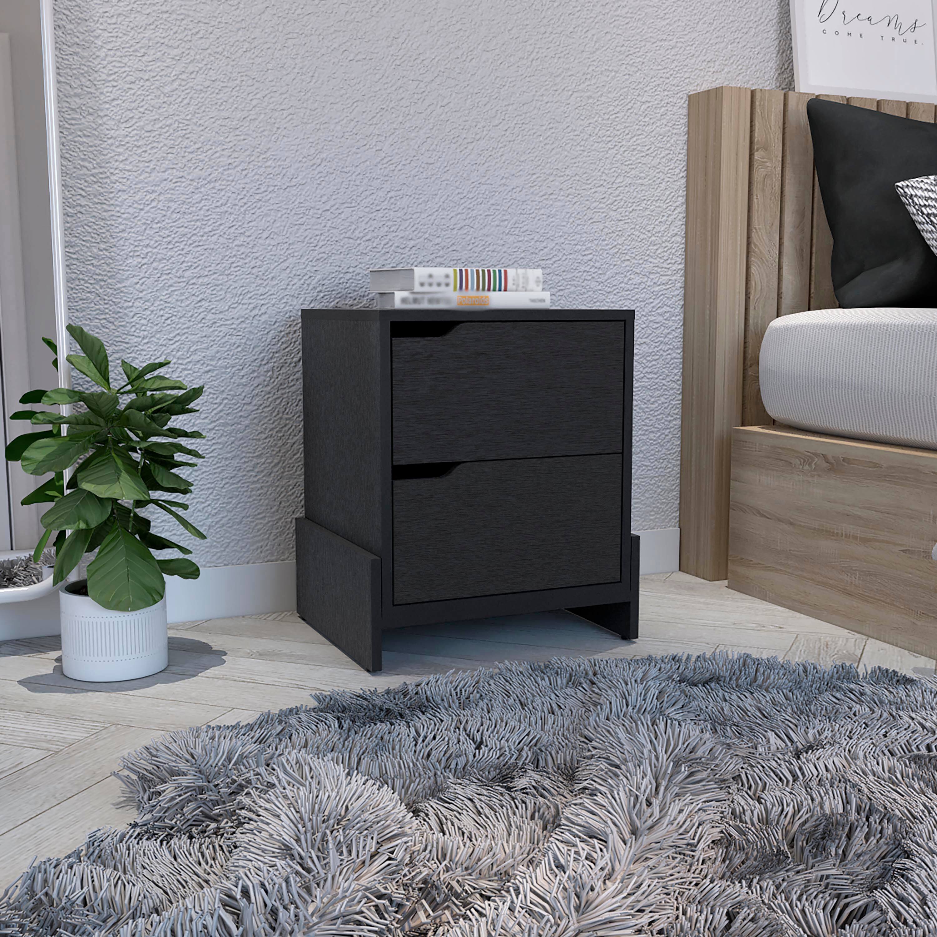 Angle. Spaco - Spaco Nightstand with 2-Drawers, End Table with Sturdy Base for Bedroom - Black.