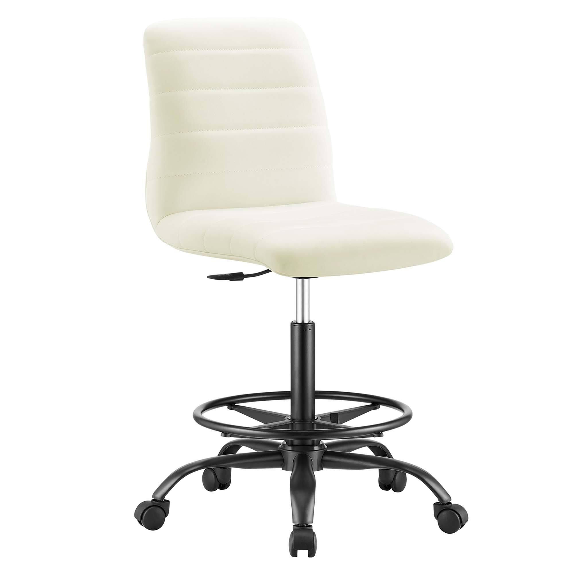 Angle. Modway - Ripple Armless Vegan Leather Drafting Chair by Modway - Black White.