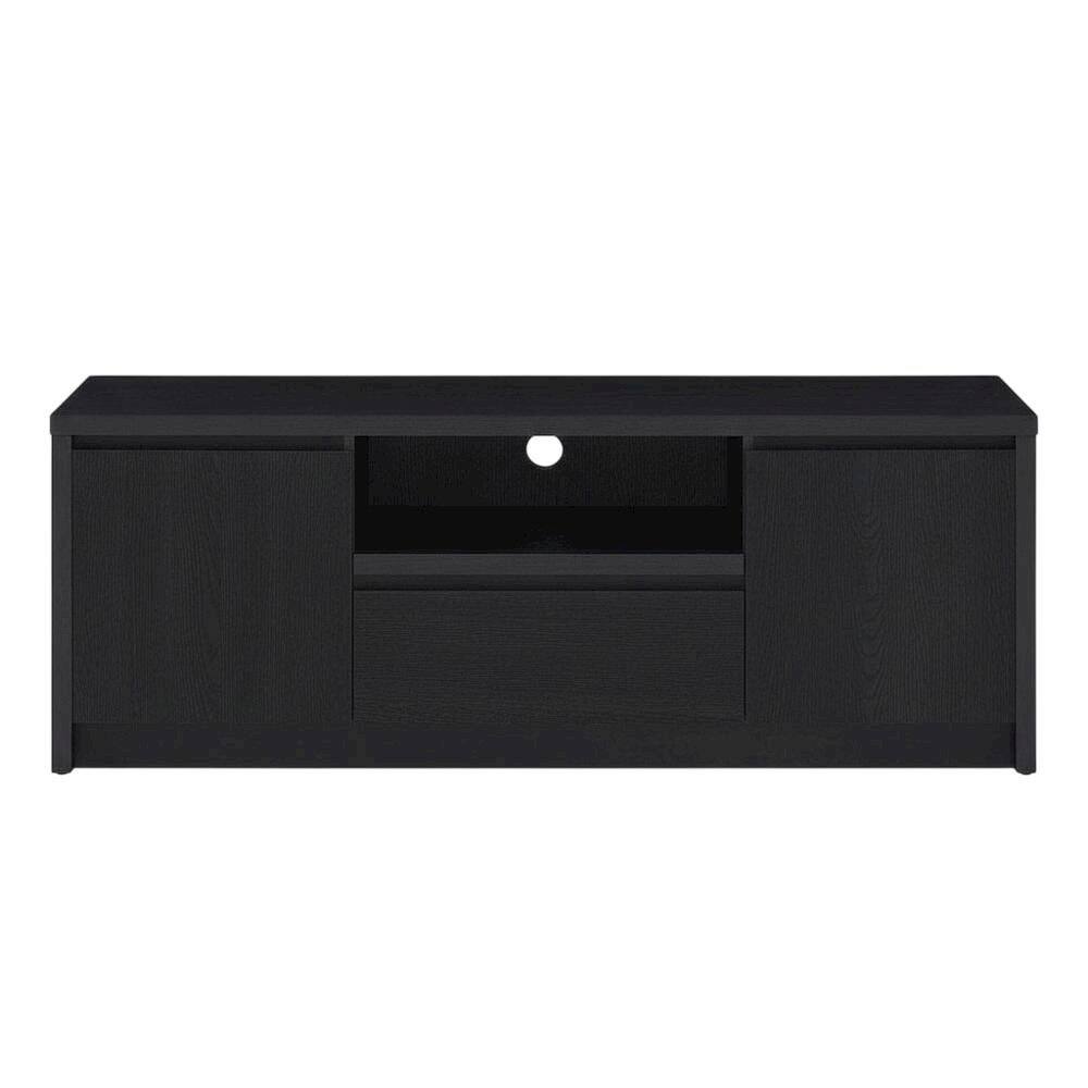 Alt View 3. FurniFact - Black 2-Door TV Stand Media Console with Contemporary Style and Engineered Wood - Black.