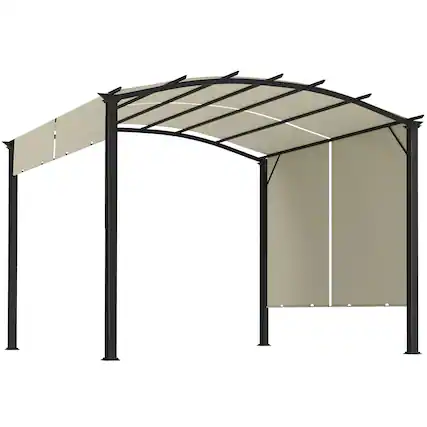 Front. Outsunny - x 11' Outdoor Retractable Pergola Canopy for Backyard - Beige.