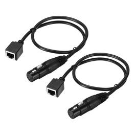 Unique Bargains - 2pcs 5 Pin DMX512 XLR Female to RJ45 Female Adapter Cable, 1.6ft, for Stage Studio Console Lighting - Black