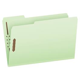 Tops Business Forms - Colored Pressboard Top Tab Fastener Folders, 1" Expansion, 2 Fasteners, Legal Size, Light Green Exterior, 25/Box