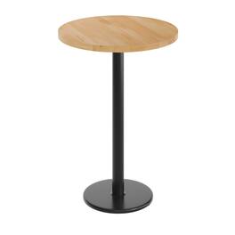 Flash Furniture - Bennett 30" Round Solid Wood Commercial Indoor Tabletop with 18" Round Bar Height Rust-Resistant Black Cast I - Natural