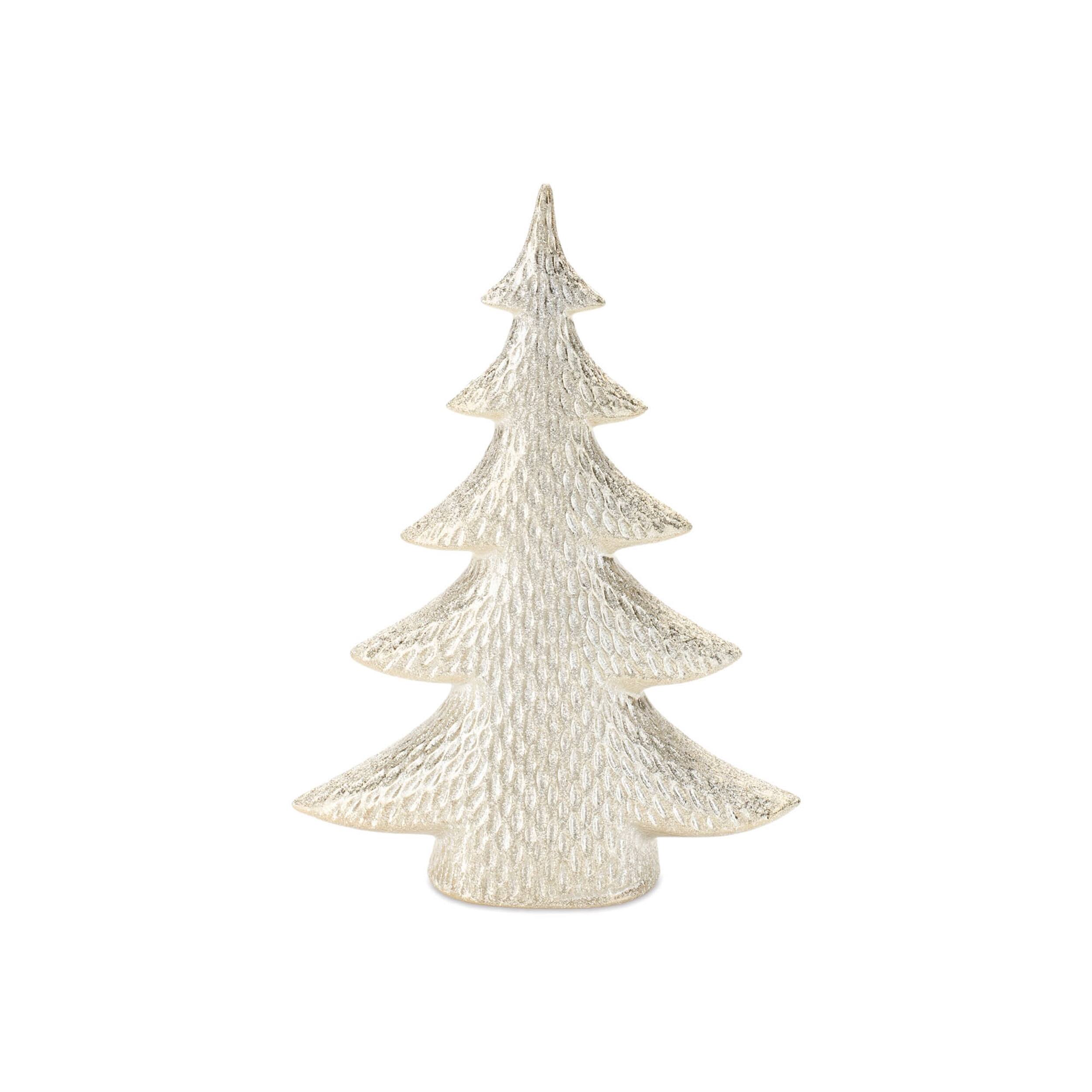 Left. BreeBe - Porcelain Shimmer Pine Tree (Set of 2) - Gold.
