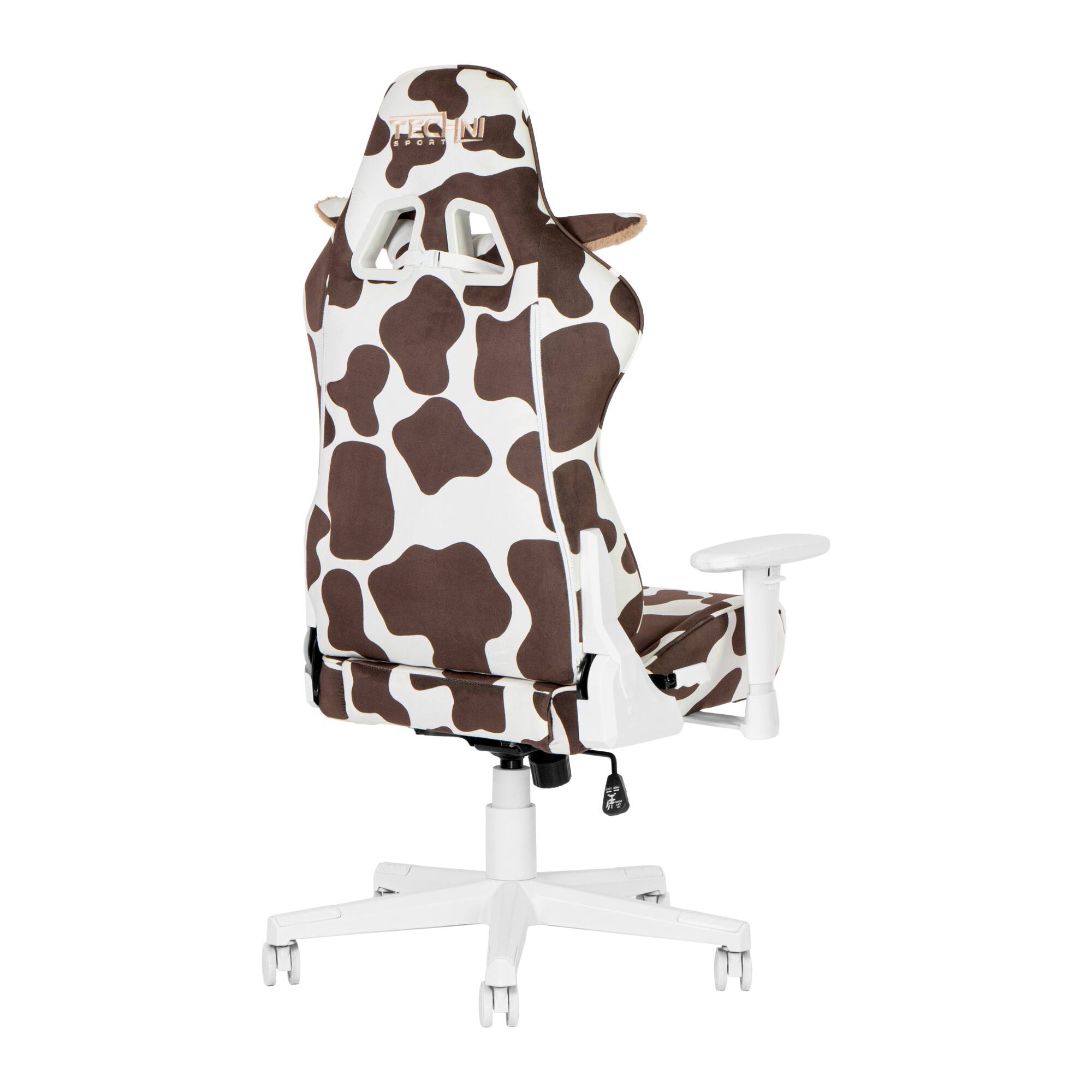 Angle. GOODSILO - Unique Cow Print Gaming Chair with Plush Headrest and Lumbar Support for Ultimate Comfort - Brown.
