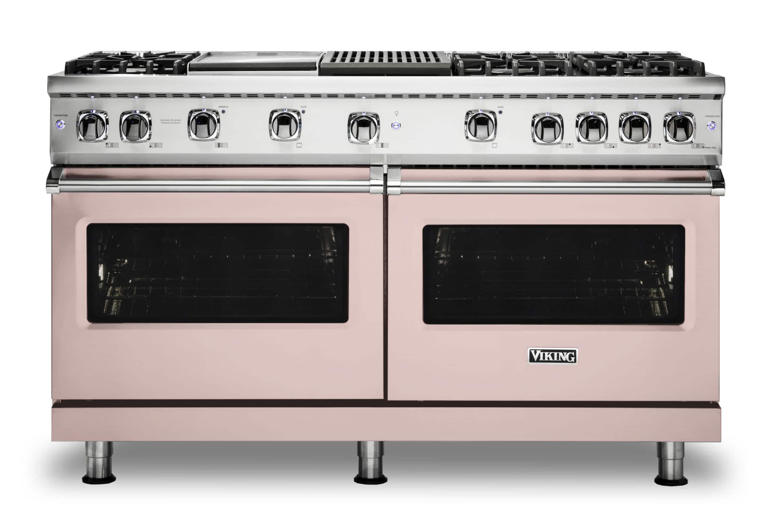 Viking - 8.0 Cu. Ft. 60"W. Professional 5 Series Freestanding Double Oven Gas Convection Range - Blush