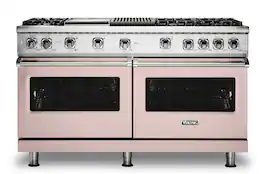 Viking - 8.0 Cu. Ft. 60"W. Professional 5 Series Freestanding Double Oven Gas Convection Range - Blush