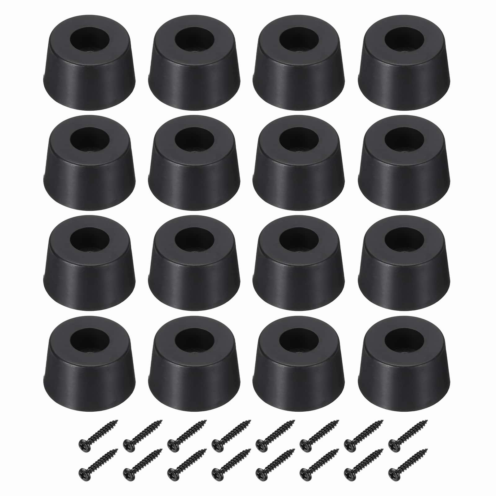 Unique Bargains - Rubber Speaker Isolation Feet, 1.3" Anti-Vibration Pad with Screws for Electronics Speaker Guitar 16pcs - Black