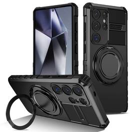UUCOVER - For Samsung Galaxy S26 Ultra Heavy Duty Case with 360° Rotatable Magnetic Kickstand, Dual Layer Shockproof Phone Cover - Black