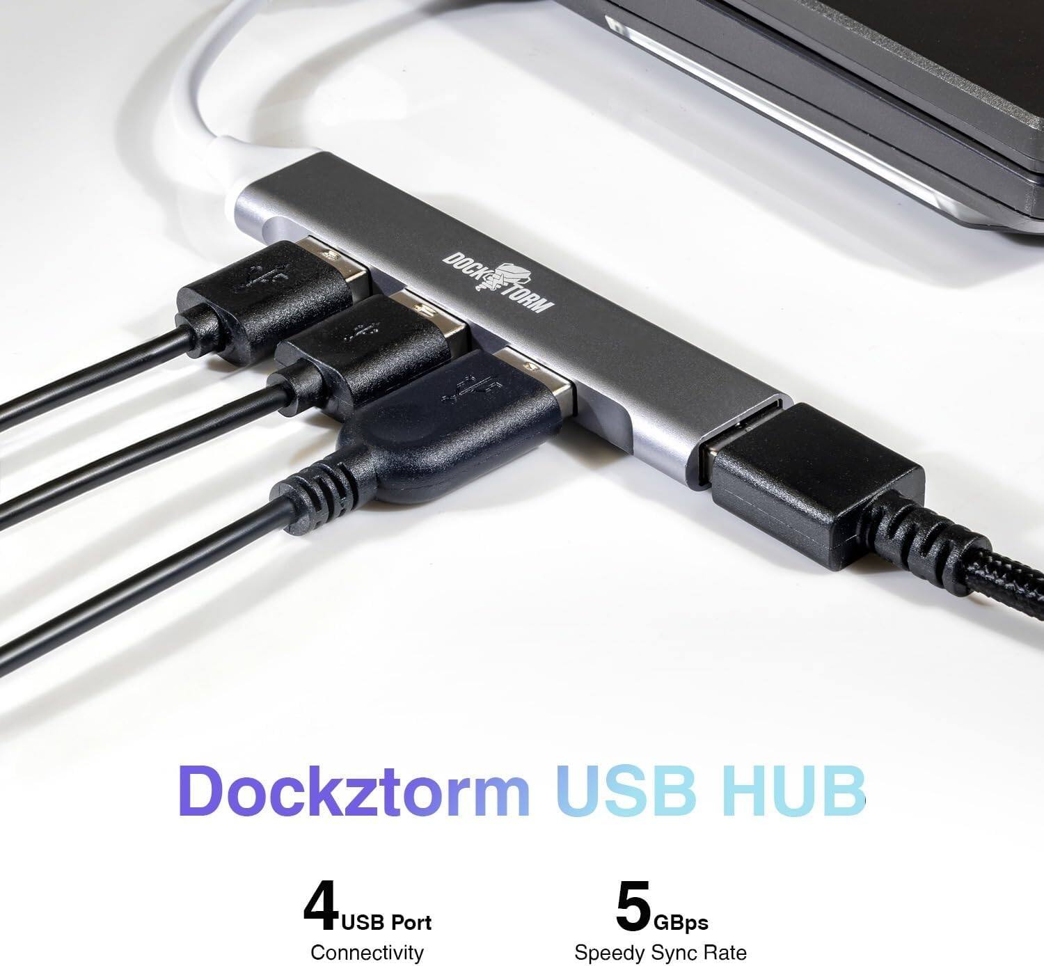 Dockzstorm USB HUB  
4 USB Port Connectivity  
5 GBps Speedy Sync Rate