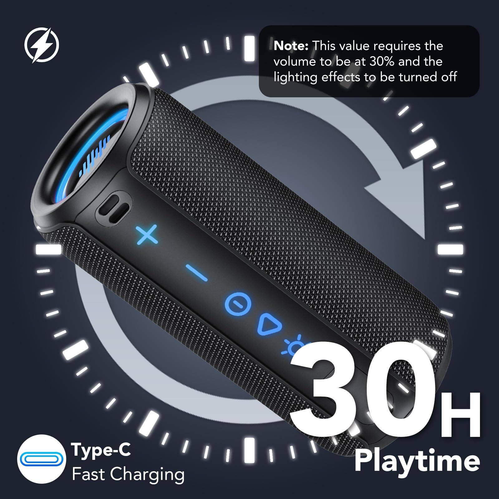 Note: This value requires the volume to be at 30% and the lighting effects to be turned off

30H Playtime

Type-C Fast Charging