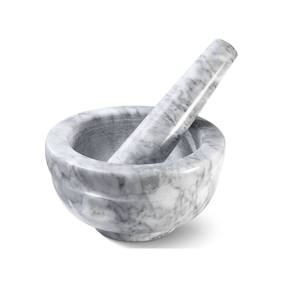Front. Home It - Mortar And Pestle Set - Marble Mortar and Pestle Set for Spices and Pills in Color Grey 4.5 inch Diameter - Grey.