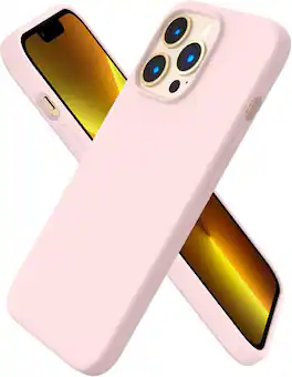 Ornarto - Compatible with iPhone 13 Pro Case 6.1", Slim Liquid Silicone 3 Layers Full Covered Cover - Chalk Pink