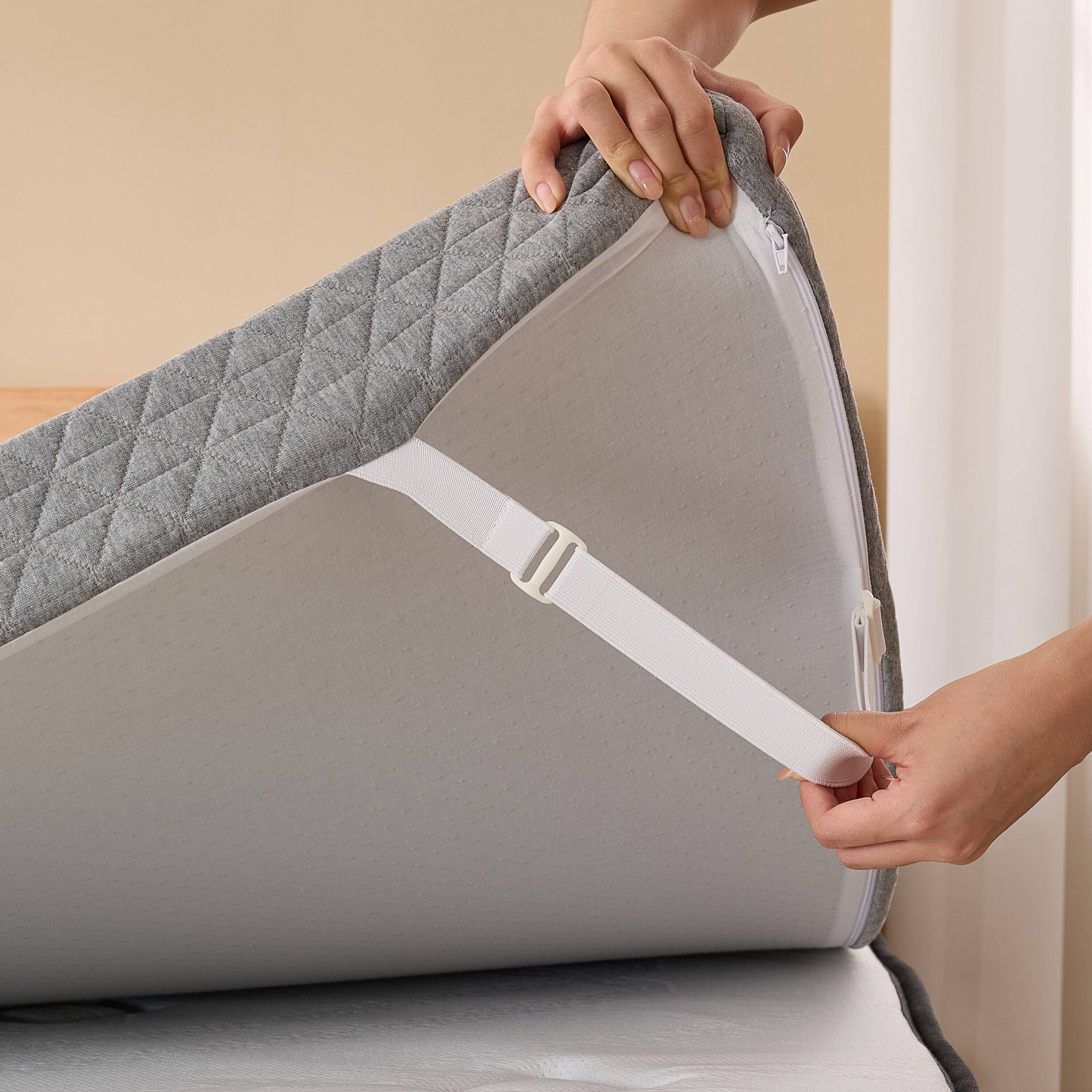 Alt View 2. Dyonery - Dyonery Queen Size Extra Firm Twin Mattress Topper 3 Inch  High Density Foam, Non-Slip, Removable Washable Cover - Gray.