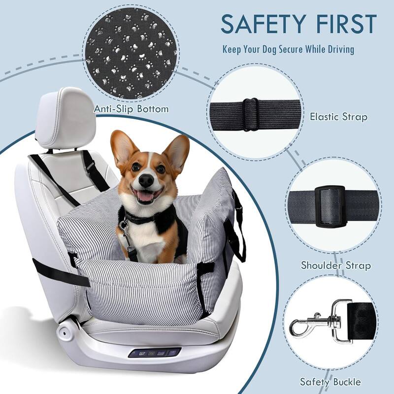 SAFETY FIRST
Keep Your Dog Secure While Driving
Anti-Slip Bottom
Elastic Strap
Shoulder Strap
Safety Buckle