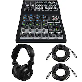 Mackie - Mix8 8-Channel Mixer, Bundle with TAPH100 Headphones 2x XLR Cable