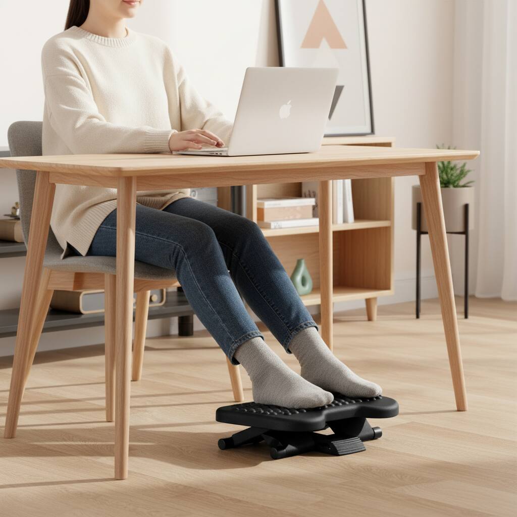Alt View 3. HUANUO - Massage Foot Rest Under Desk, Adjustable Foot Stool Featuring 3 Height Levels & 30 Degree Tilt for Home Office - Black.