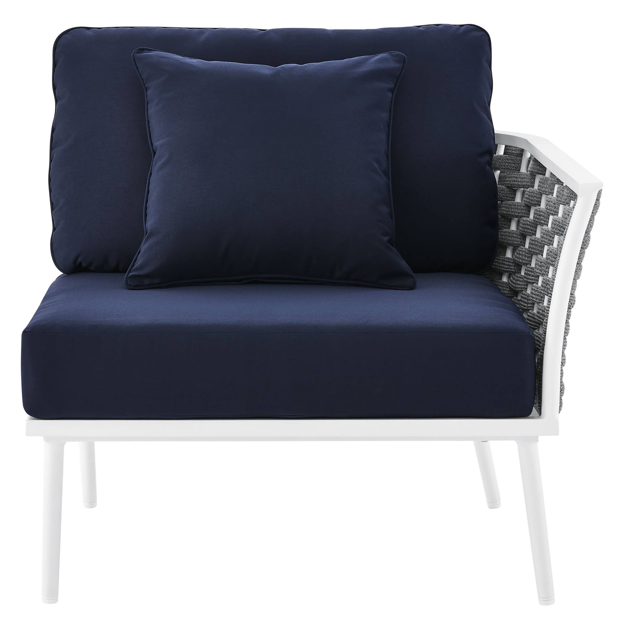 Alt View 3. Modway - Stance Outdoor Patio Aluminum Right-Facing Armchair by Modway - White Navy.