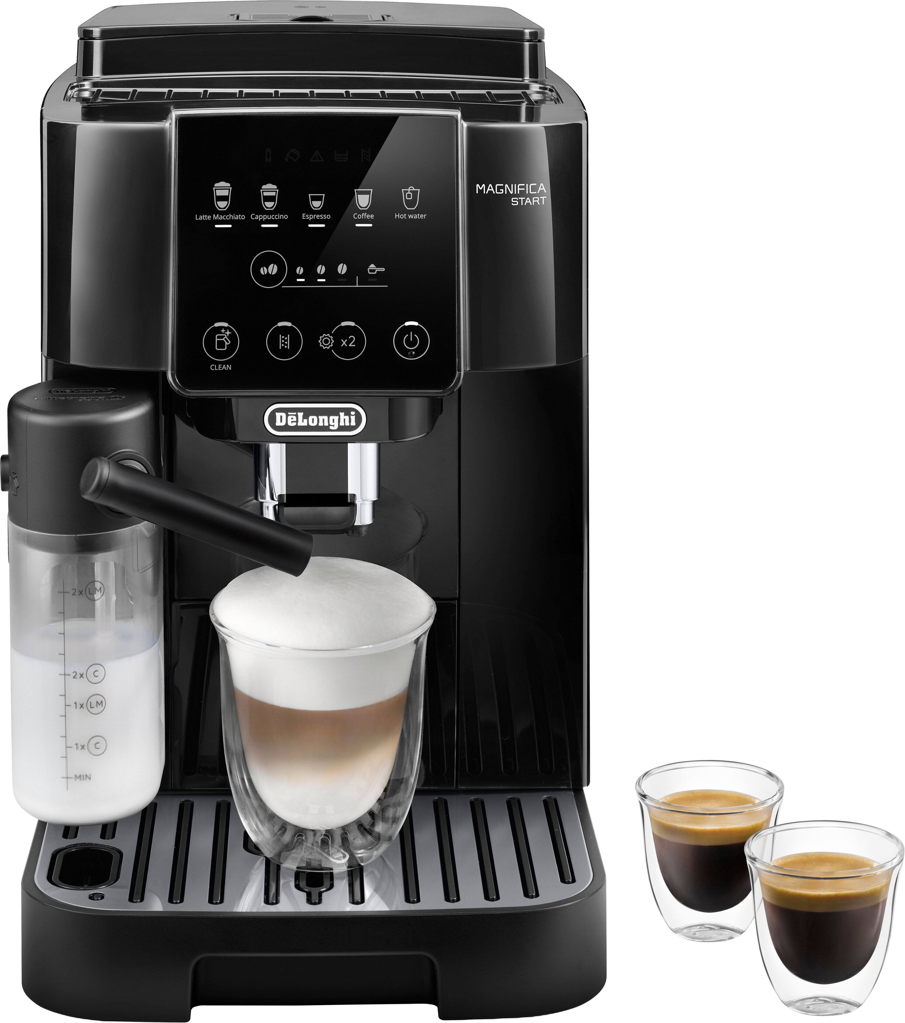 N Latte Macchiato Cappuccino Espresso Coffee Hot water  
MAGNIFICA START  
0 U 1 x2 CLEAN T  
DeLonghi - 2x M - 2x C - 1x LM 1x C MIN