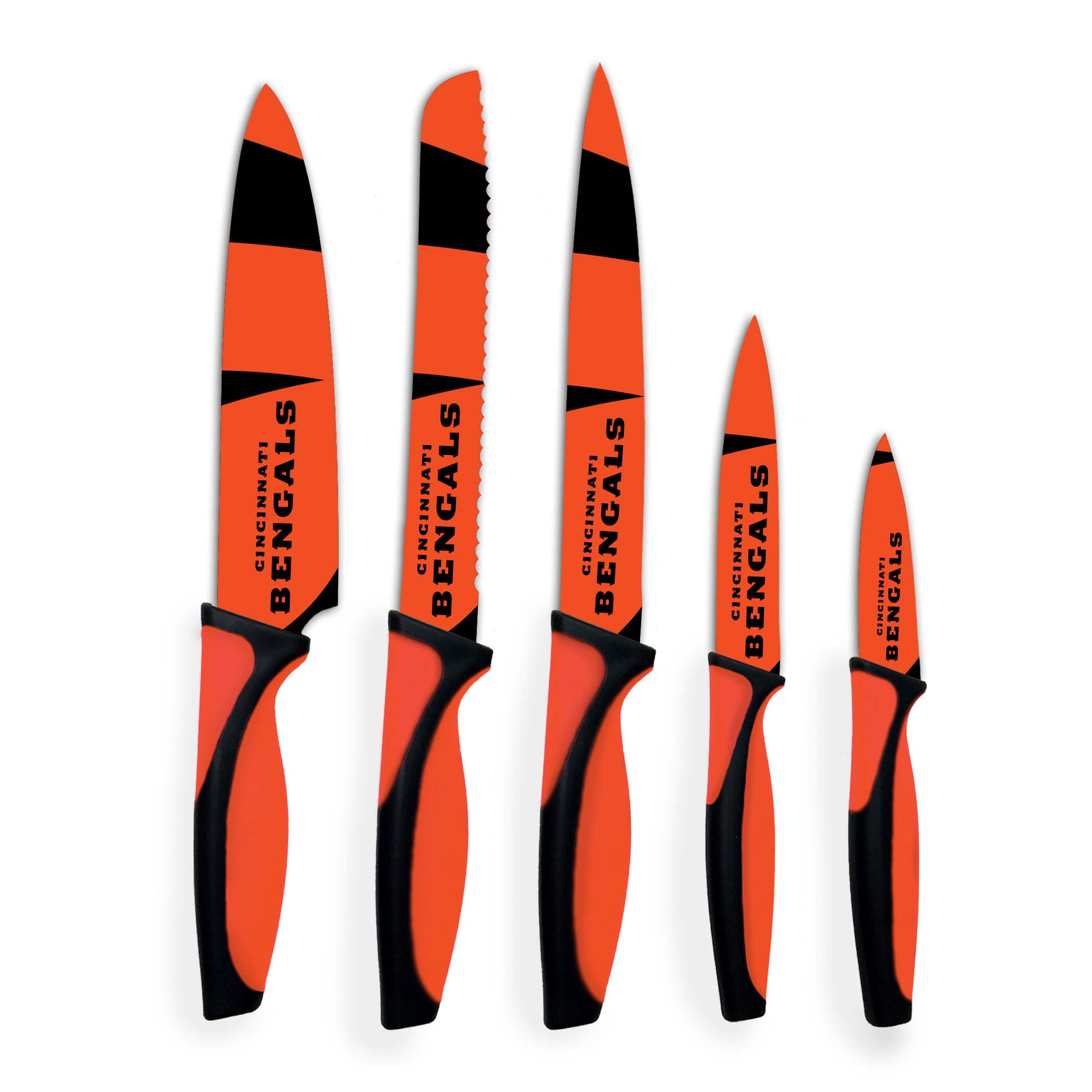 Woodrow - Cincinnati Bengals 5-Piece Stainless Steel Cutlery Knife Set - Multicolor