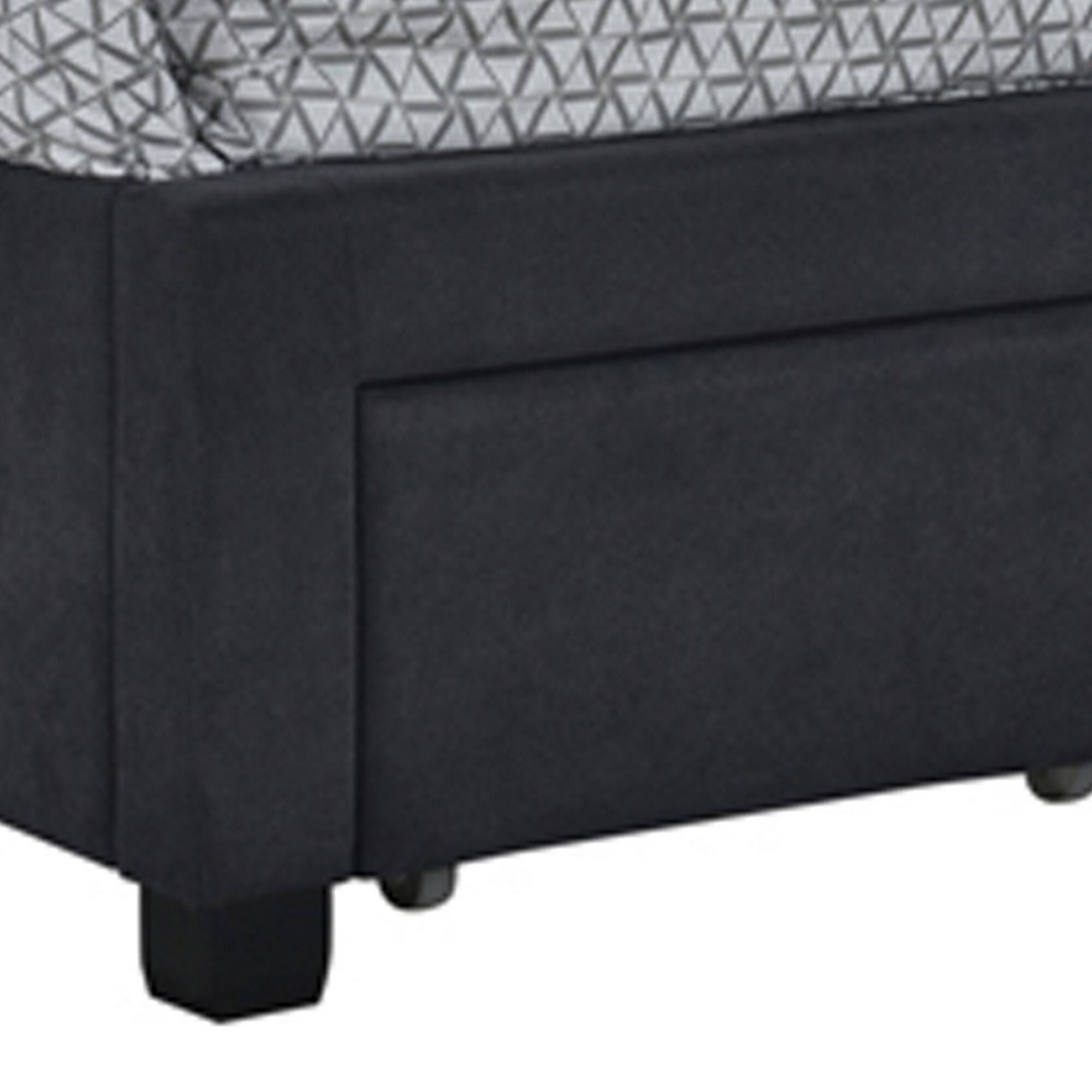 Alt View 1. Manhattan Lane - Fabric Upholstered Wooden Queen Size Bed with Bottom Drawers - Black.