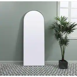 Elegant Decor - Metal Frame Arch Full Length Mirror 28x74 Inch - Silver