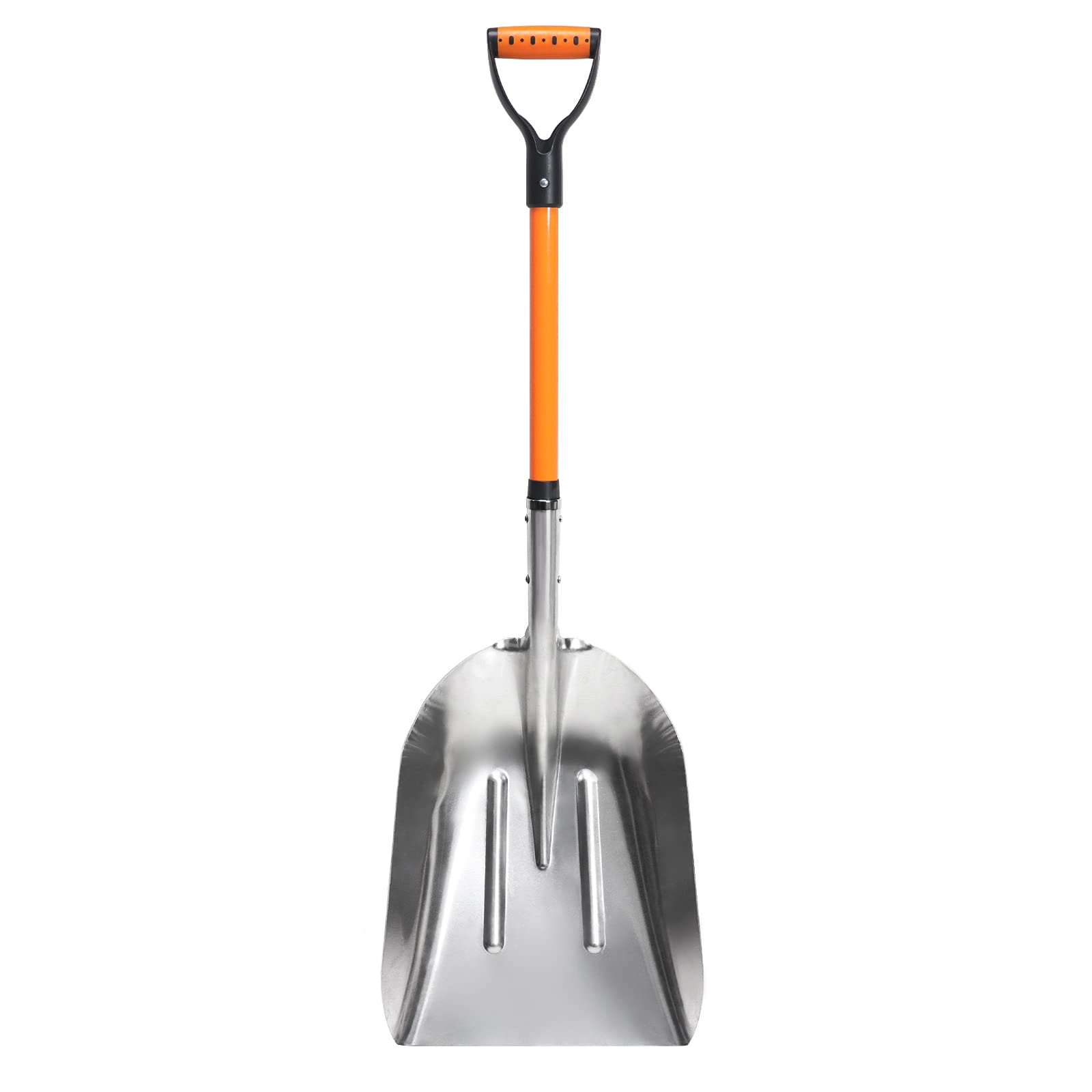 Front. GlowWise - 45 Inch Lightweight Aluminum Shovel with D-Handle for Snow and Gardening, Orange - orange color.