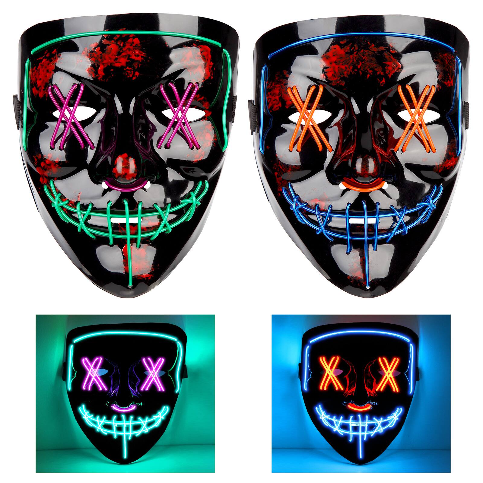 Front. Acekool - 2PACK Halloween Led Mask Light Up Scary Mask Purge Mask.