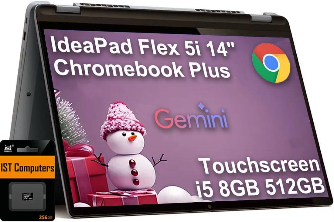 IdeaPad Flex 5i 14" Chromebook Plus Gemini Touchscreen i5 8GB 512GB 256GB