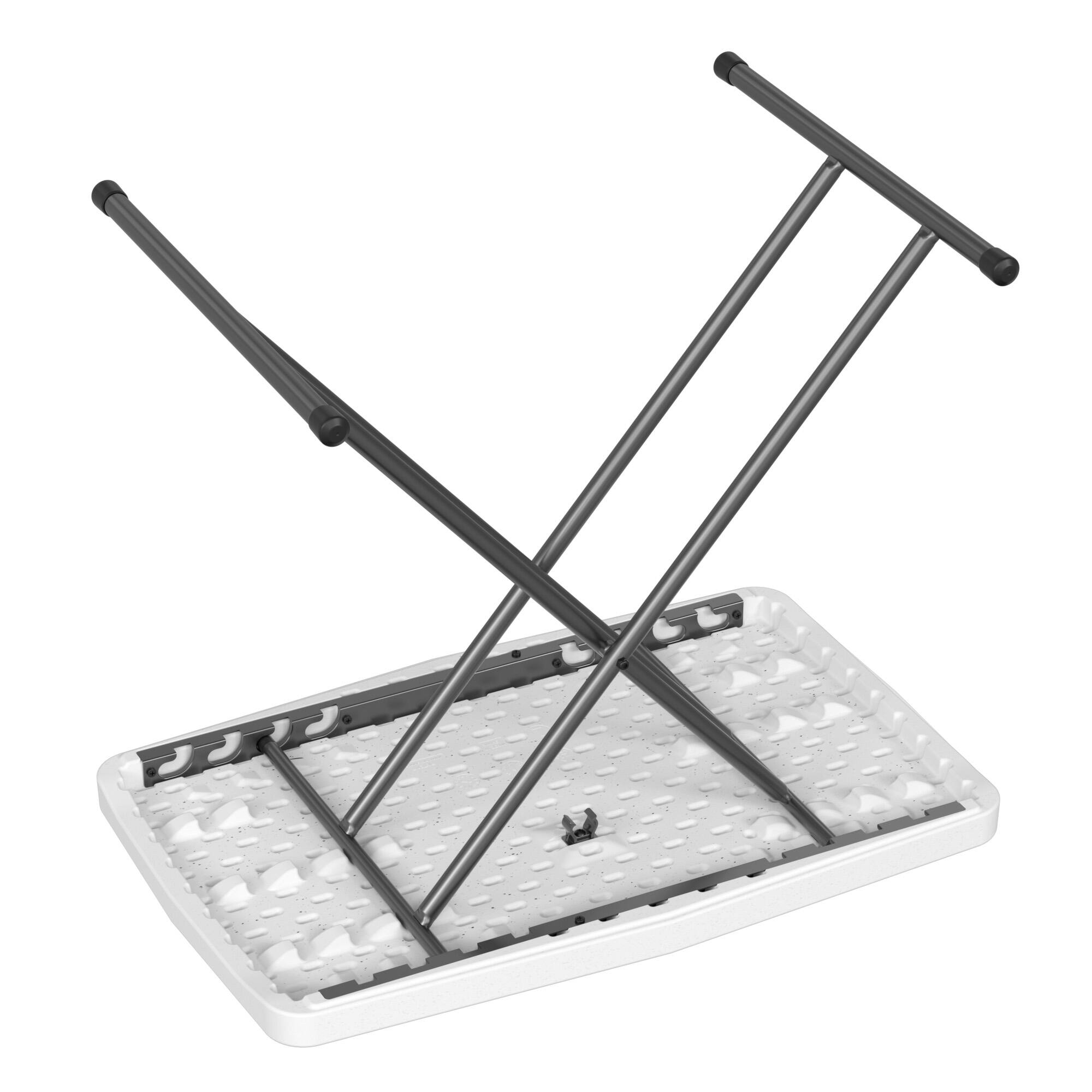 Alt View 1. Vipbear - 30" Folding Plastic Table, Laptop TV Tray Table Durable Adjustable Height Portable Snack Table,Easy Fold and Storag - White.