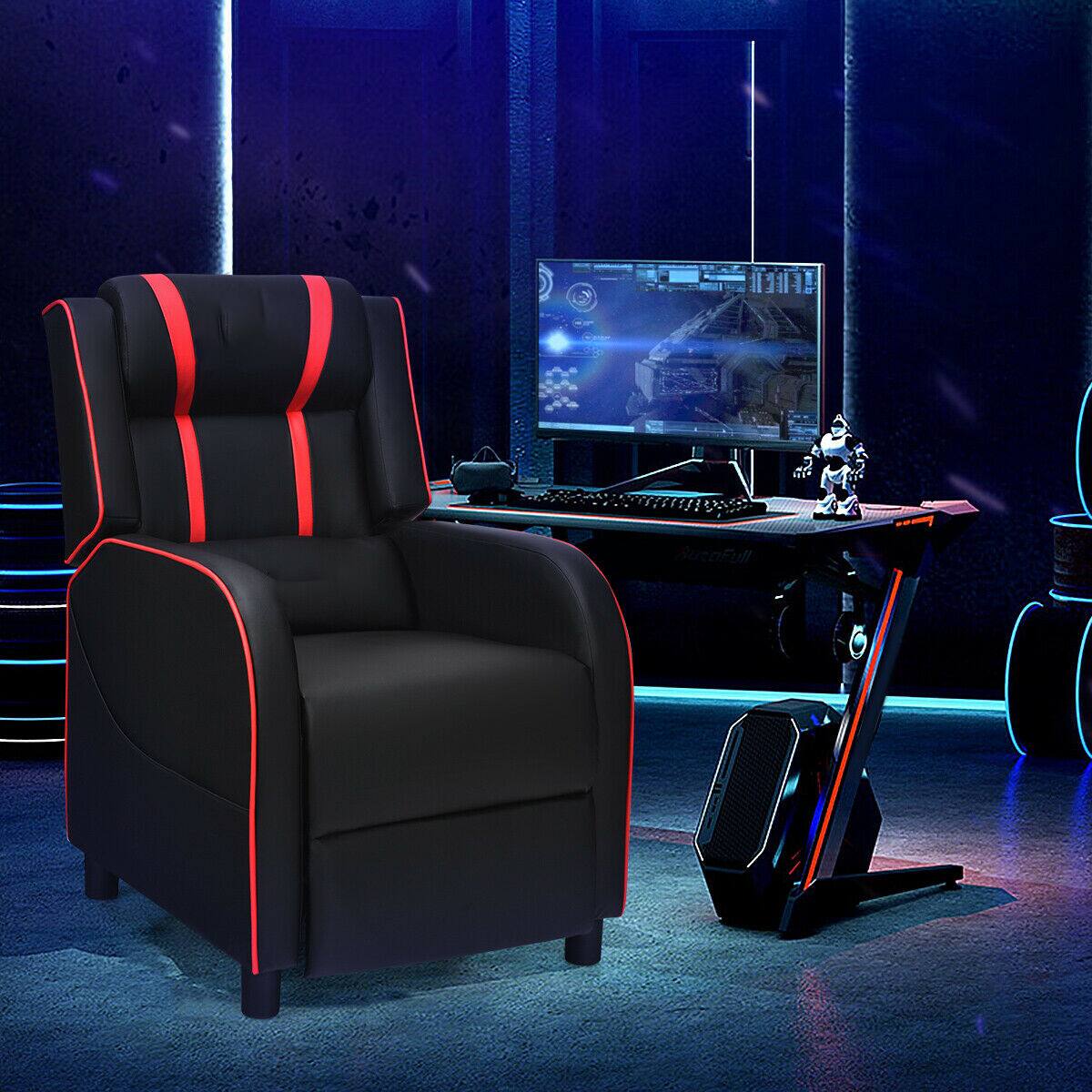 Alt View 10. Ecooso - Racing-Style Gaming Recliner Chair with Massage and Footrest, Adjustable Backrest, Home Theater Seating - Red.