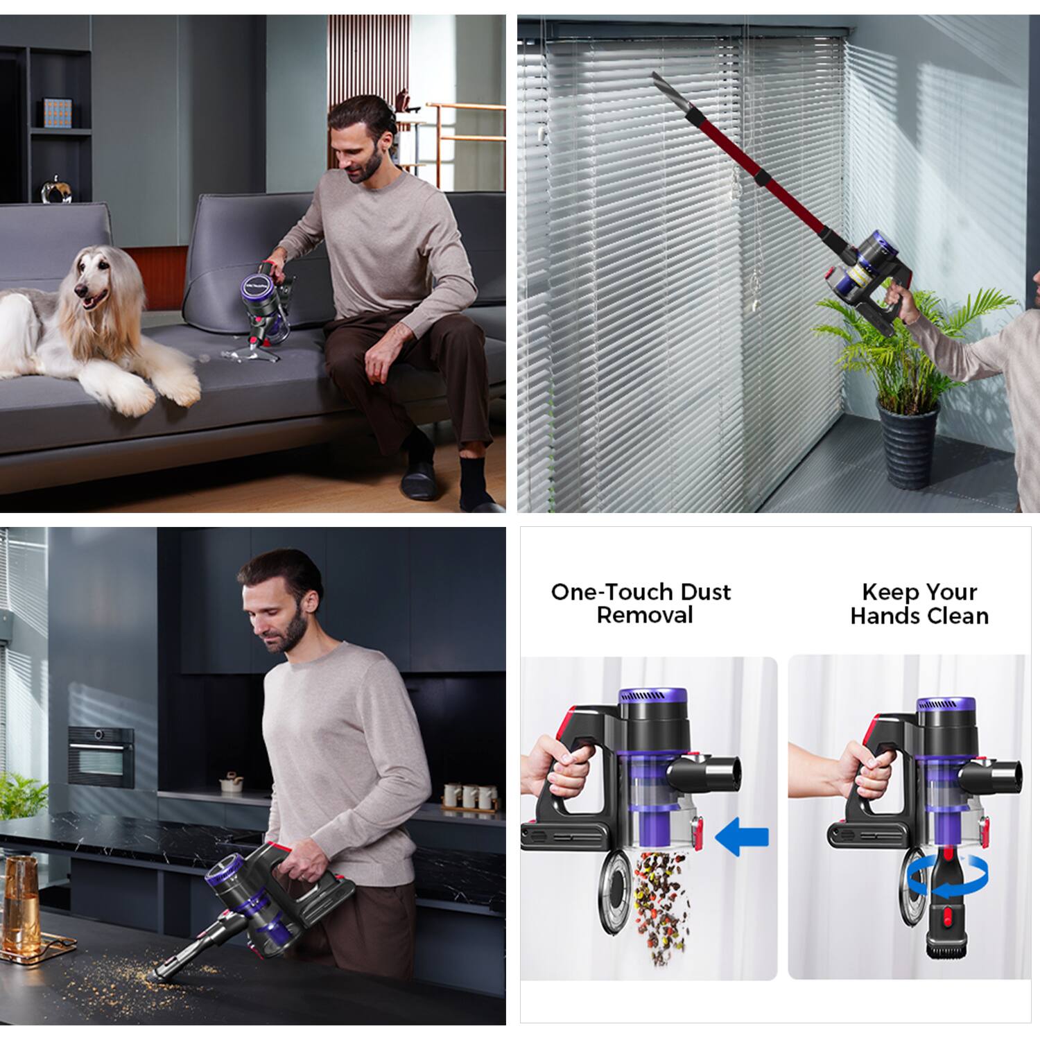 One-Touch Dust Removal  
Keep Your Hands Clean