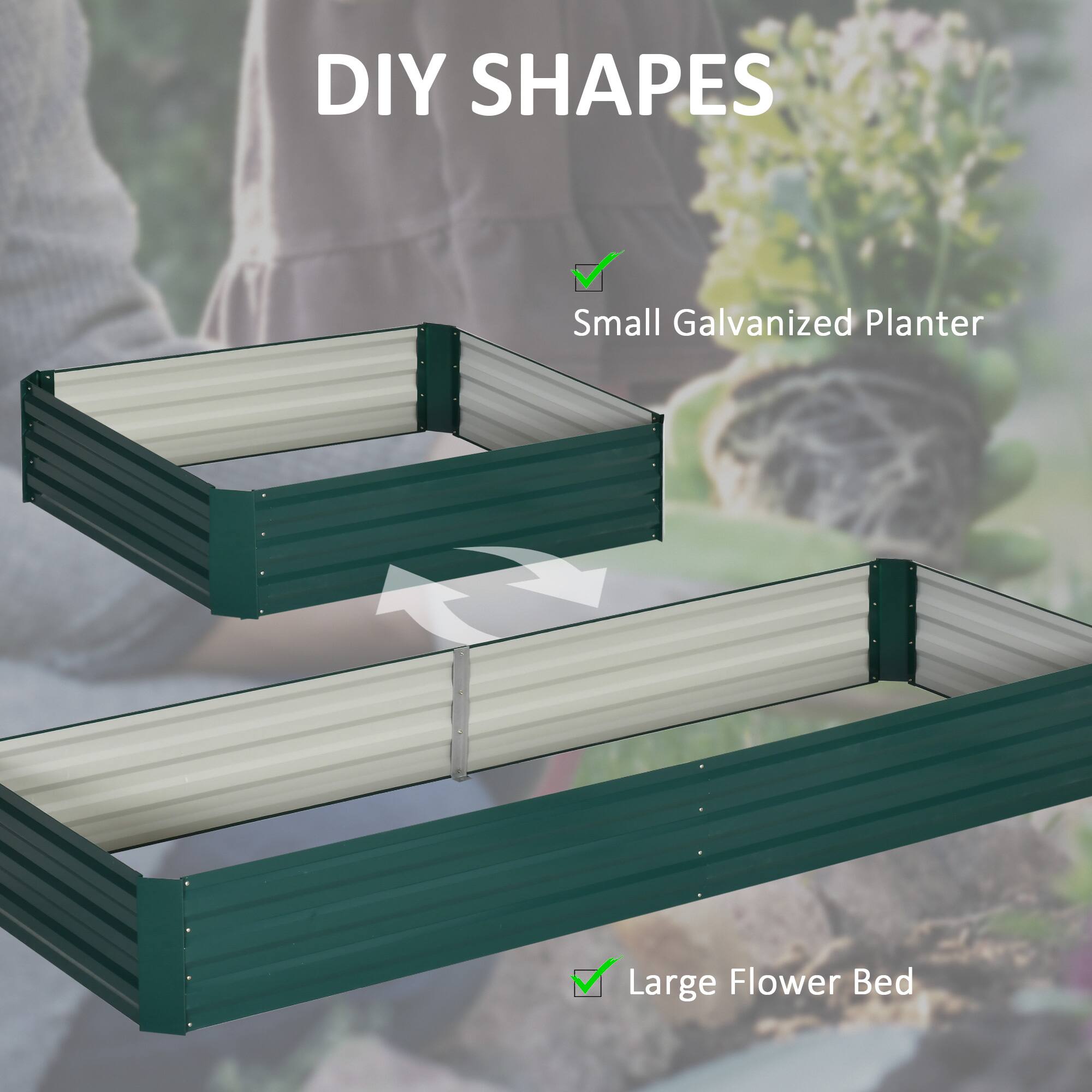 DIY SHAPES

- Small Galvanized Planter
- Large Flower Bed