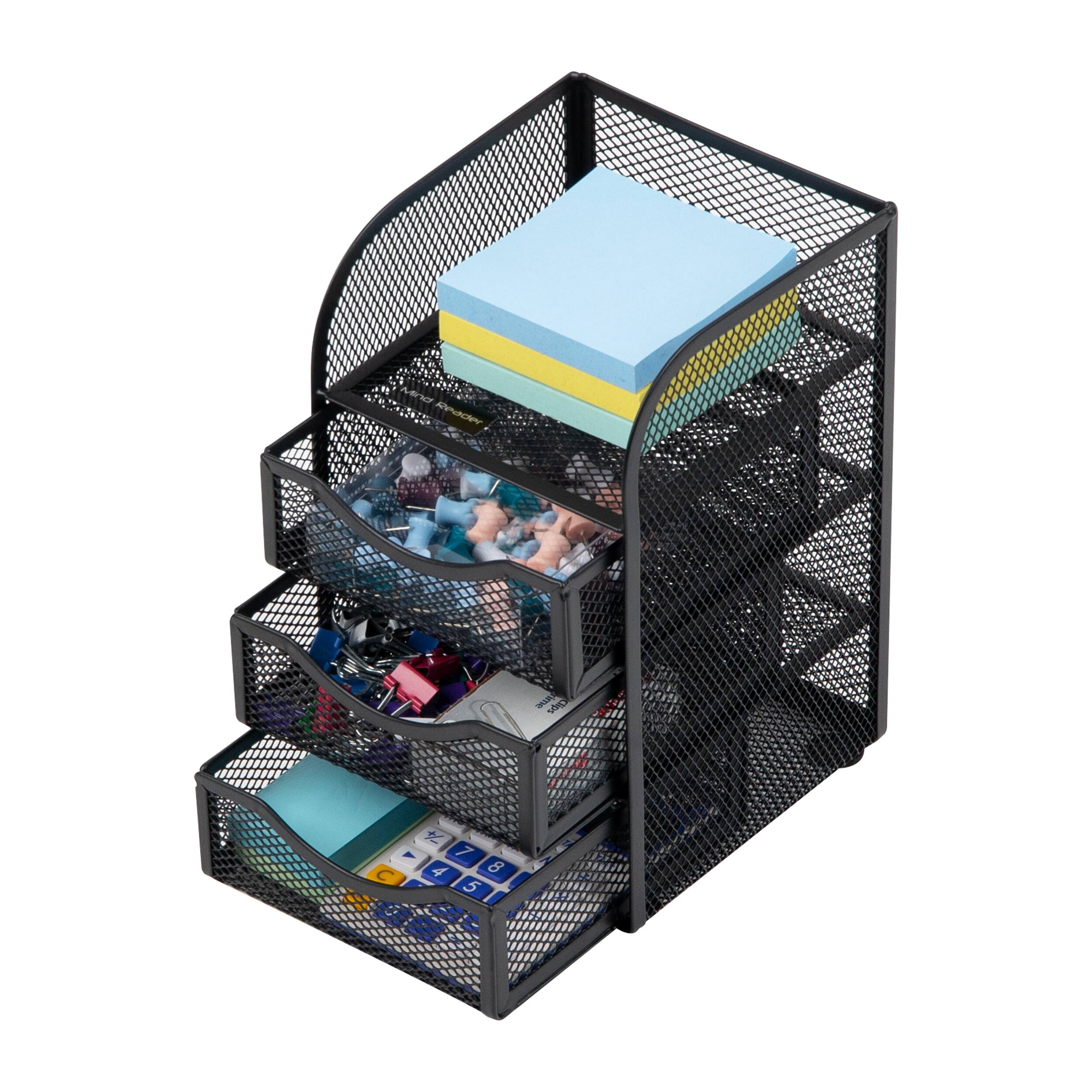 Alt View 13. Mind Reader - Desktop Accessory Storage, Paper Binder Clip Basket, Workspace, Office, Metal Mesh, 4.75"L x 5"W x 8"H - Black.