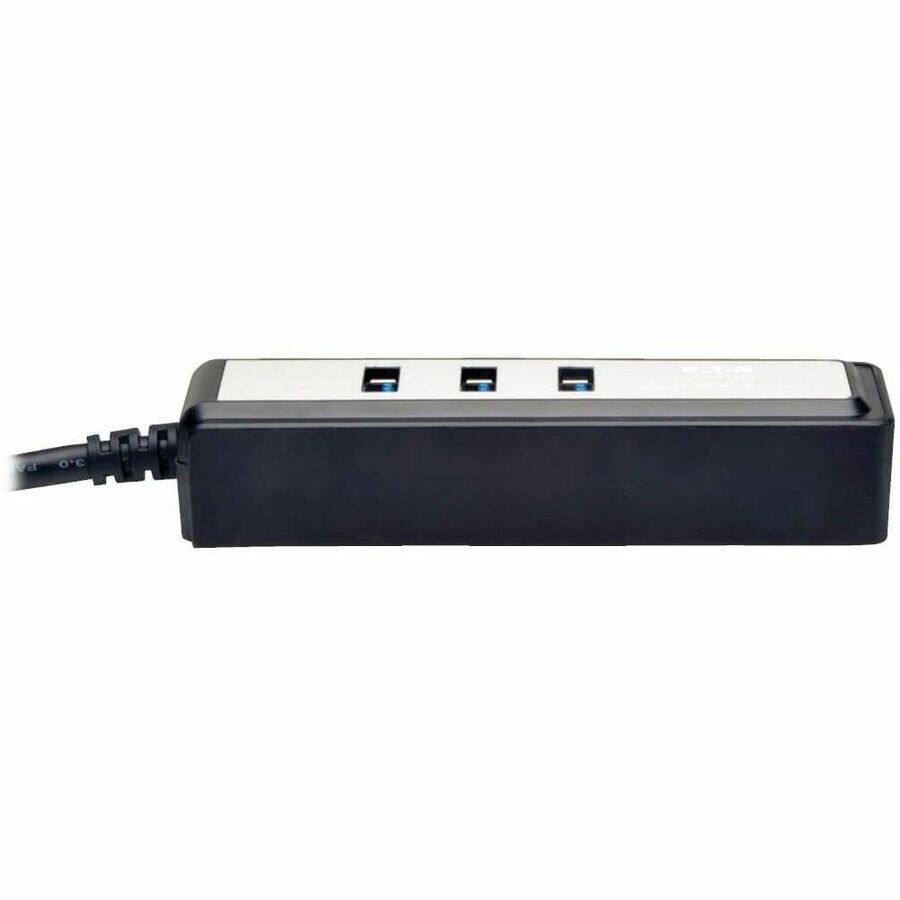 Alt View 2. Tripp Lite - Tripp Lite by Eaton Portable 4-Port USB 3.0 Superspeed Mini Hub w/ Built In Cable - USB - External - 4 USB 3.0 Port(s) - Black,Silver.