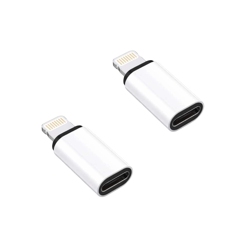 Qixxronics - USB C to Lightning Adapter, Type C to Lightning Connector for iPhone, iPad (2 Pack) - White