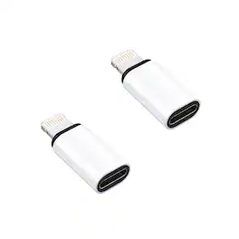Qixxronics - USB C to Lightning Adapter, Type C to Lightning Connector for iPhone, iPad (2 Pack) - White