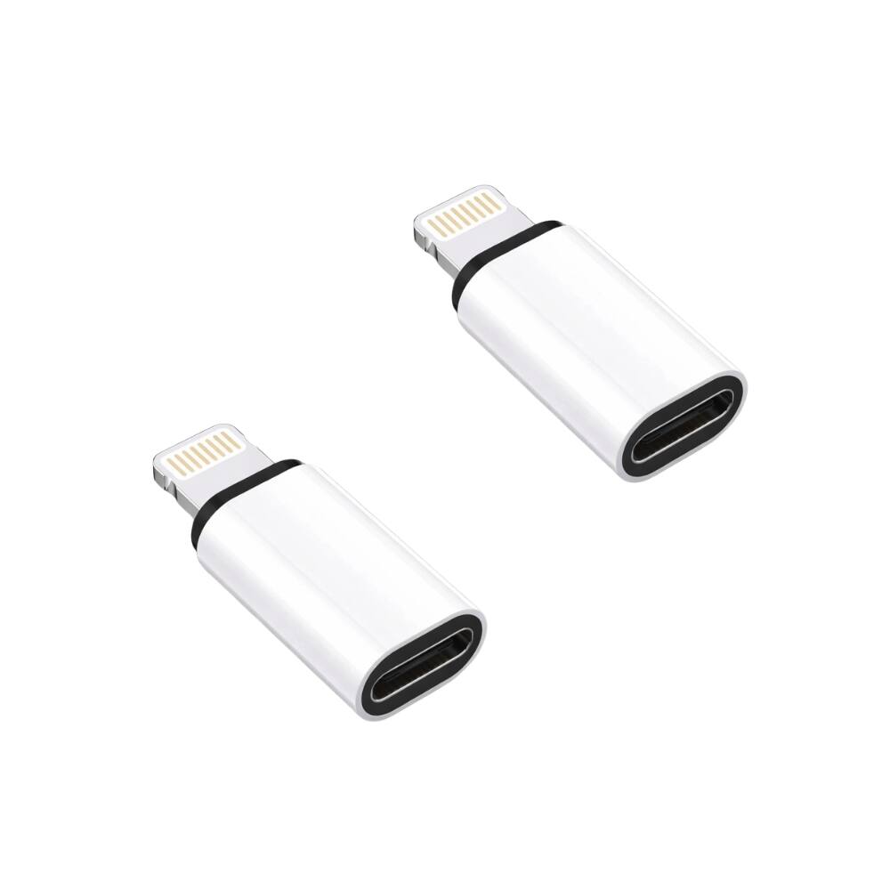 Alt View 1. Qixxronics - (2 Pack) USB C Female to Lightning Male Charger Adapter, Type C Data Transfer Cable Connector for iPhone, iPad - White.