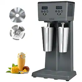 VEVOR - Milkshake Maker, 375W x 2 Electric Milkshake Machine, Commercial Double Heads Drink Mixer Blender - Gray