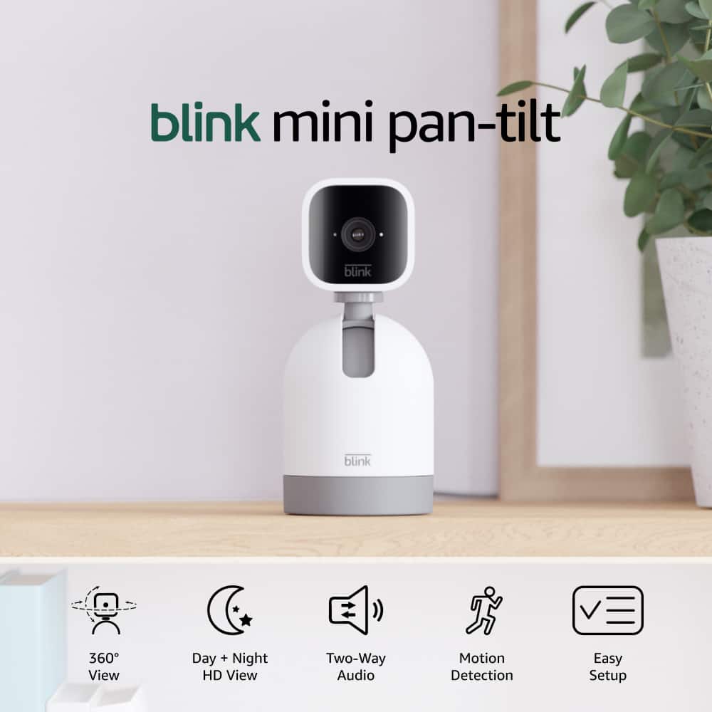 Blink Mini Pan-Tilt - Blink Mini T+ 360 View Day + Night HD View Two-Way Audio Motion Detection Easy Setup